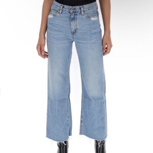 Simon Miller W005 Distressed Wide Leg Raw Hem Cropped Jeans